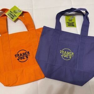 Trader Joe's Orange and Purple Mini Tote Bags